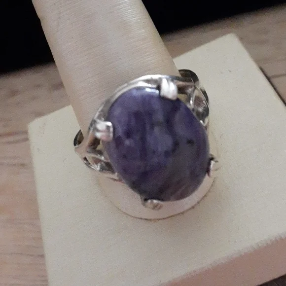 Sterling Silver Charoite Gemstone Ring T100 - Picture 13 of 14